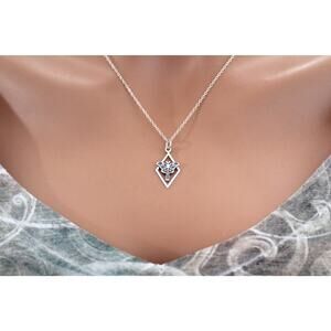 Sterling Silver Tiny Luna Moth in Diamond Frame Necklace